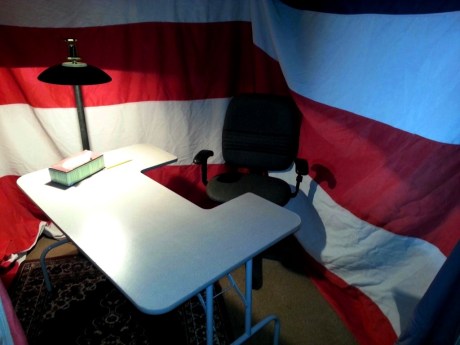 Morgan Freeman's voice over desk, photo, Brad Hardisty