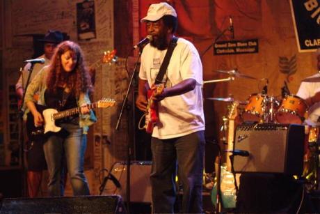 Debbie Bond onstage with Willie King
