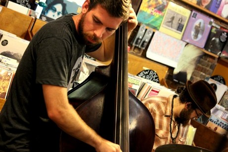 Eric Alvar and John Radford with Tim Easton at Grimey's, photo - Brad Hardisty